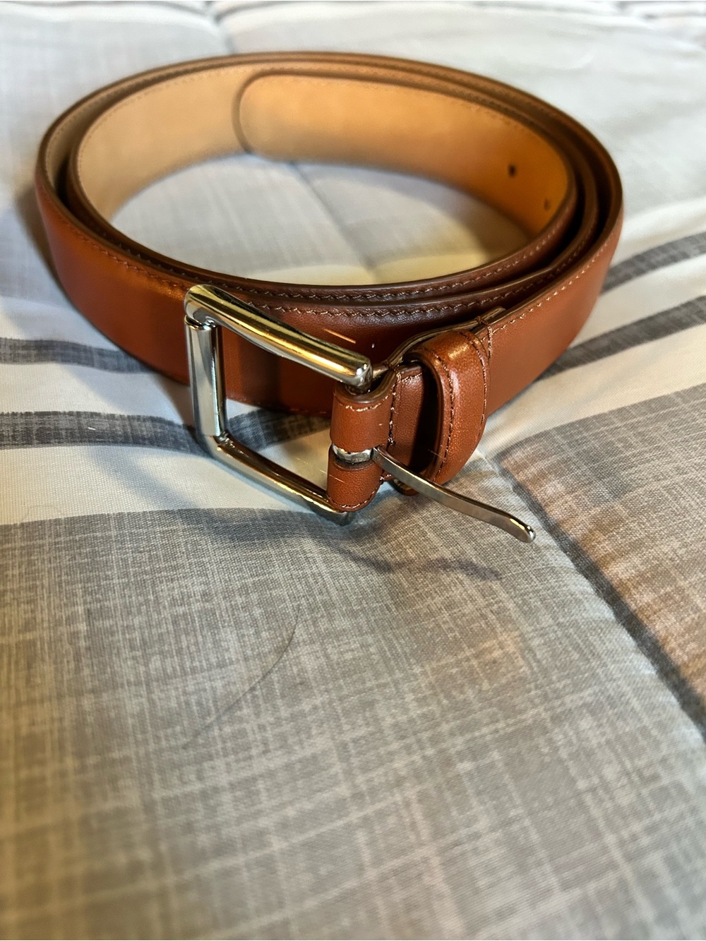Cole Haan Men's Tan Leather Belt with Silver Buckle 40 MSRP $90